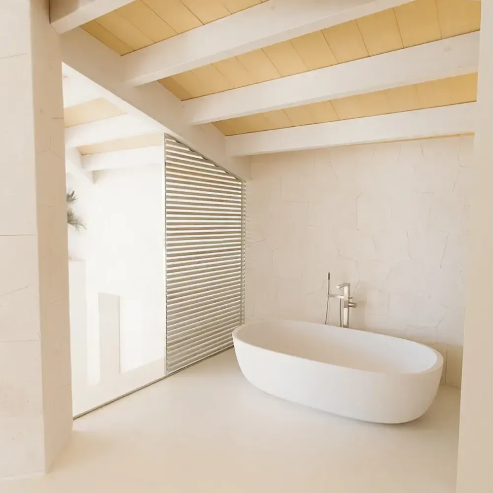 A bathroom finished in microcement