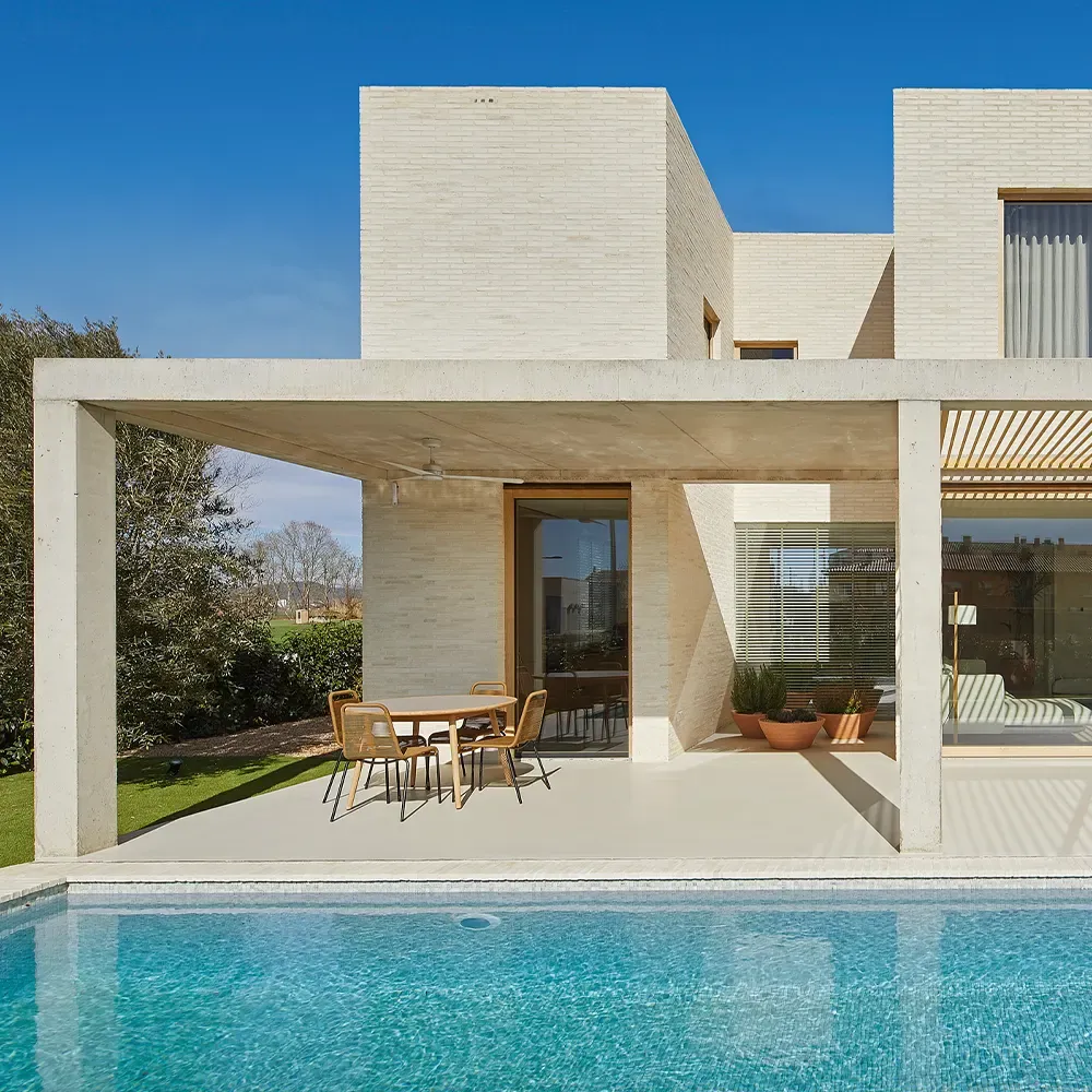 A pool lined with waterproof microcement